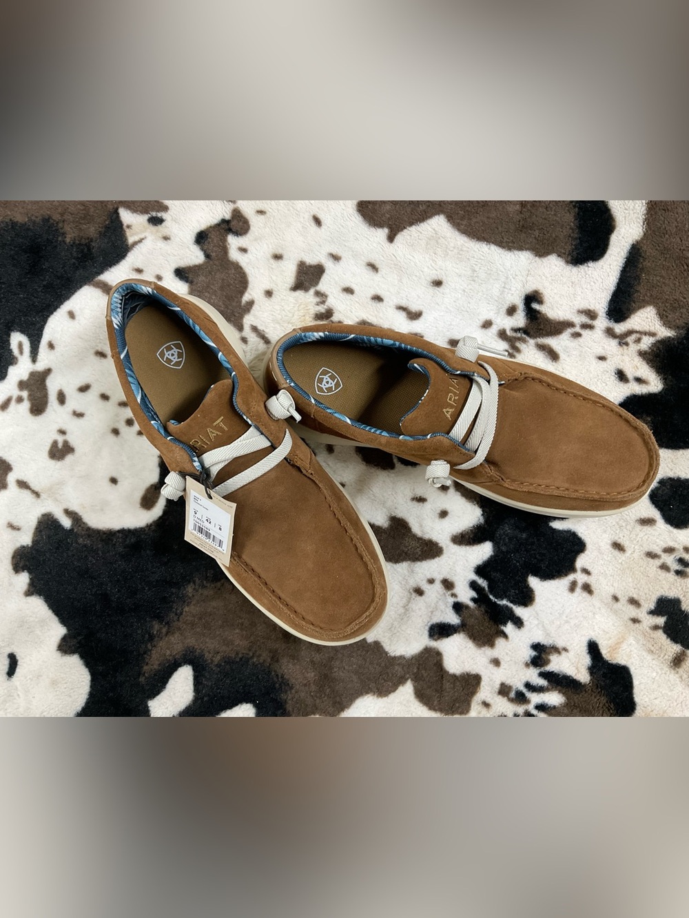 Ariat Men’s Chestnut Suede Slip-On Loafers with Ivory Laces